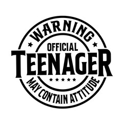 Warning Official Teenager May Contain Attitude SVG | Thirteenth Birthday | Official Teenager Svg | 13th Birthday Svg | Birthday Girl Svg