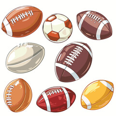 Vector cartoon clip art set of football illustration