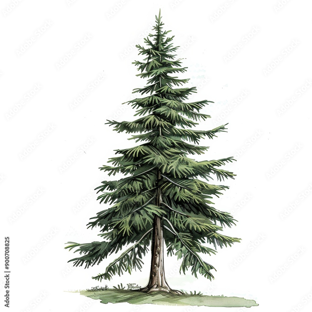 Poster Detailed Illustration of a Pine Tree