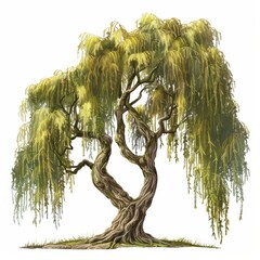 Artistic Willow Tree with Flowing Leaves