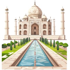 Fototapeta premium Elegant Taj Mahal with Reflective Pool Landscape