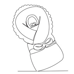 one continuous single drawn line art doodle baby, kid, newborn isolated hand-drawn outline image on white background