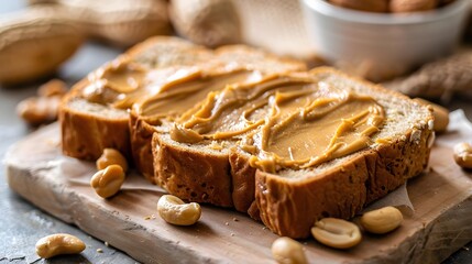 Bread with delicious peanut jam topping, Cake with delicious peanut jam topping