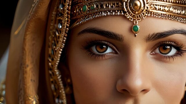 Elegant Indian Woman In Traditional Attire With Beautiful Jewelry.