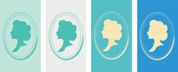 Bridgerton concept, Ladies from 18th-19th century, Wallpaper vector. Phone wallpaper, Vector illustration. Trendy mint background.	