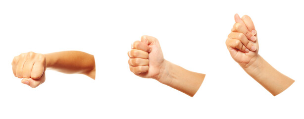 Man hand fist isolated on white background.