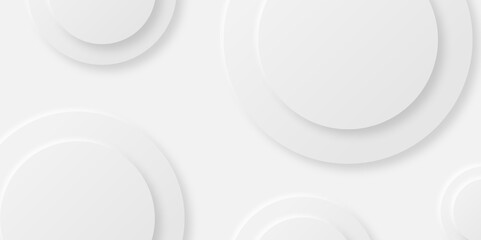 Abstract white circle shape geometric line background. abstract seamless modern white and gray color technology concept geometric rectangle vector background neomorphism style poster, banner design
