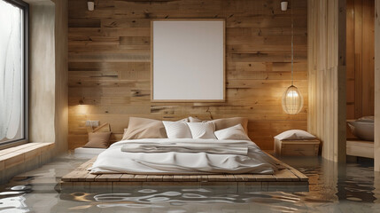 upcountry Cozy and local style wooden bed room get drown under clean water 
