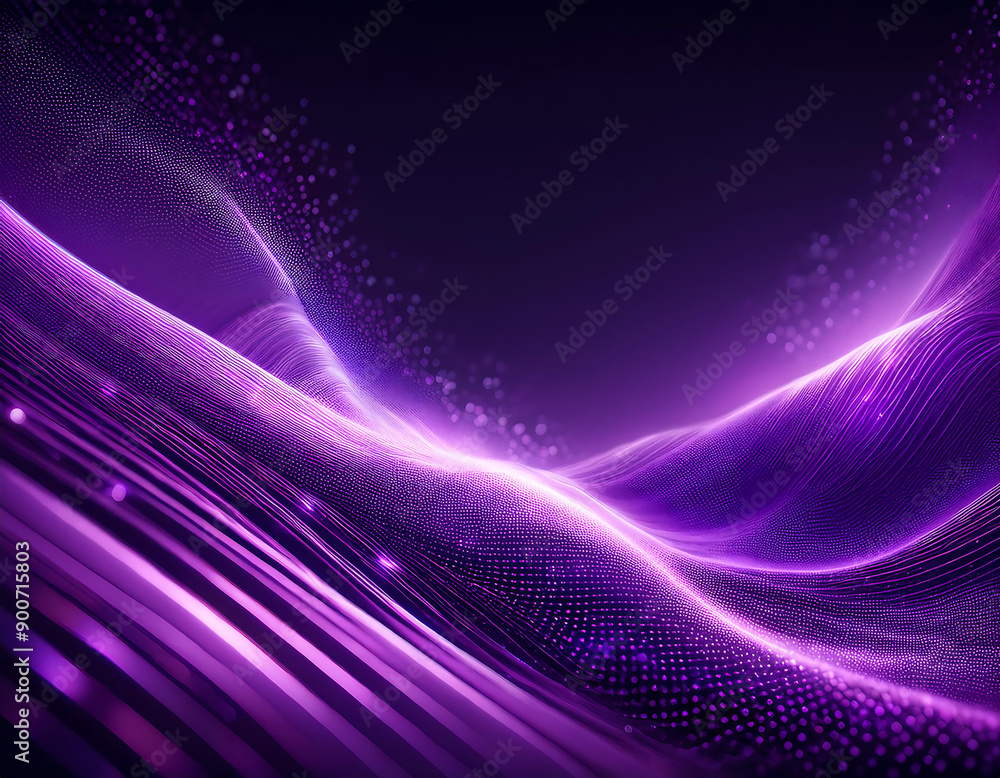 Aufkleber firefly digital purple particles wave- an abstract background with digital purple particles and ligh