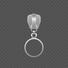 Metallic Zipper Pull With A Circular Ring Isolated On Transparent Background. Detailed High Quality, Vector Illustration © Pavlo Syvak