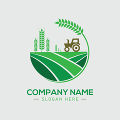 Farmland logo template. Rural landscape vector design. Agriculture illustration
