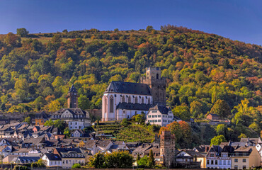 St. Goar-Oberwesel im UNESCO Weltkulturerbe Mittelrheintal, Rheinland-Pfalz, Süddeutschland,...
