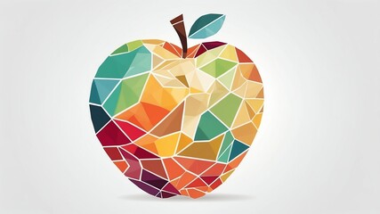 abstract geometric mosaic of an apple isolated in white background