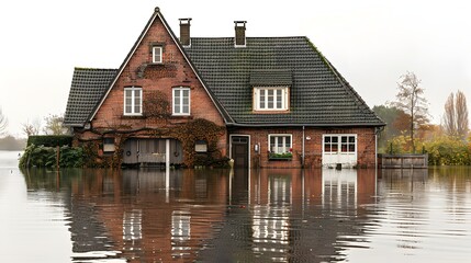 Obraz premium Flooded House with Reflection.