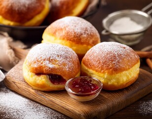  Sweet Polish paczki doughnuts filled with jam or custard