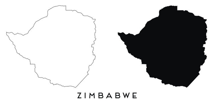 Zimbabwe map outline and black silhouette vector
