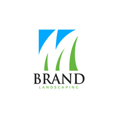 Illustration vector graphic of M grass shape letter logo good for landscaping or environment business