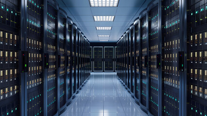 Fototapeta premium Glowing Lights in Cloud Server Room