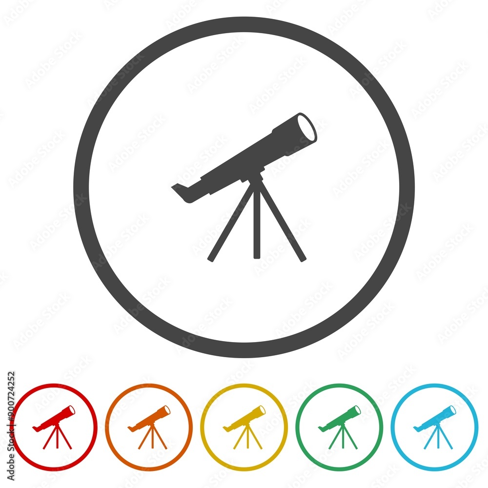 Poster telescope icon. set icons in color circle buttons