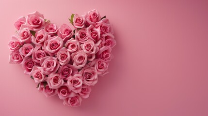 Fototapeta premium Heart made from the top pink pink rose background pink