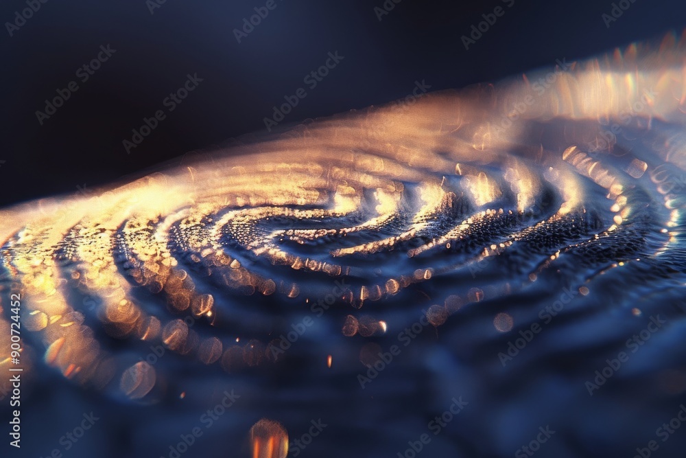 Poster holographic handprint in a digital matrix environment symbolizing biometric security and advanced te