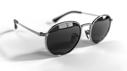 Stylish Gold Frame Blue Lens Sunglasses. Lovely ColorFul Sunglasses and White Background  
