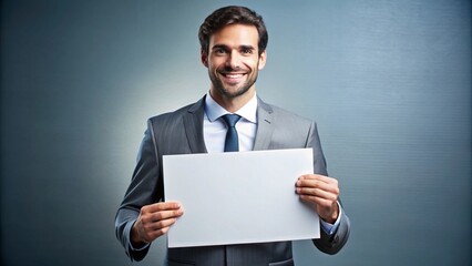 Businessman Holding Blank Sign for Commercial Purpose