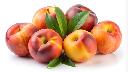 Fresh Peaches Isolated on White Background for Healthy Eating Concept