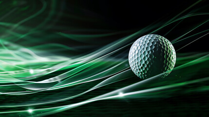 Dynamic Golf Ball in MotionA Striking Contrast of Light and Texture Against a Black Backdrop
