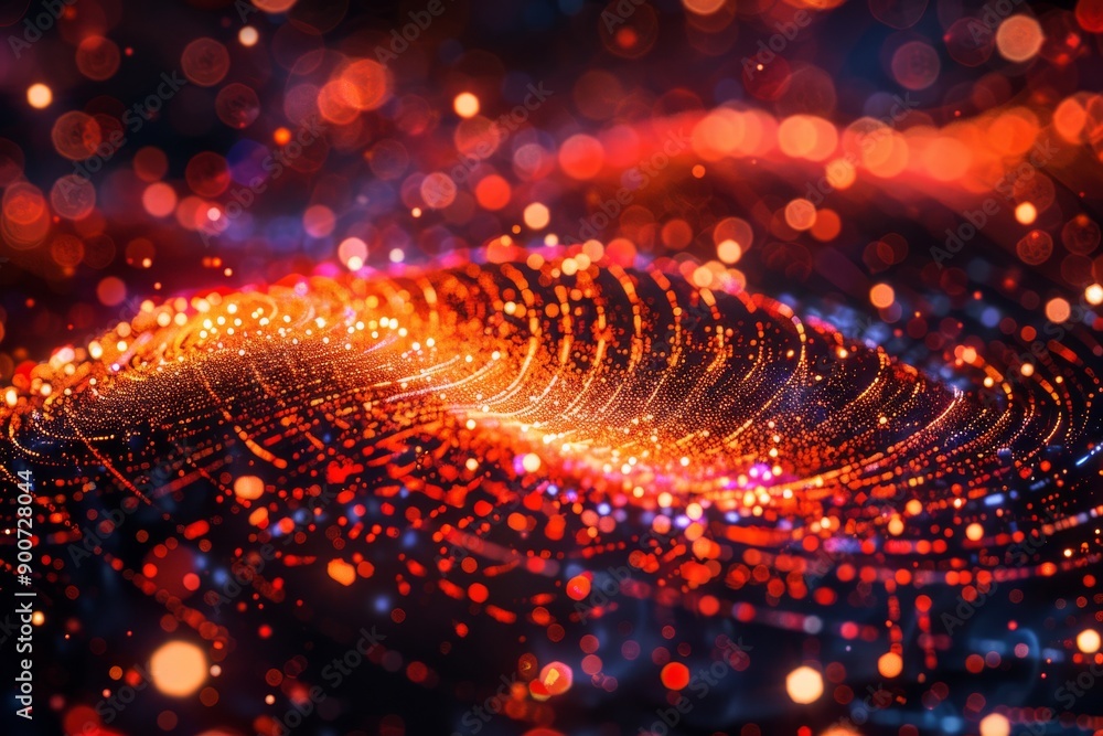 Poster vibrant digital fingerprint composed of glowing particles symbolizing data security and advanced bio
