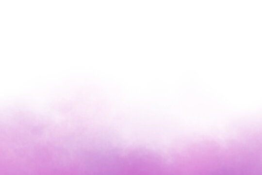 Purple smoke or fog on transparent background. Fluffy purple mist fog isolated on white