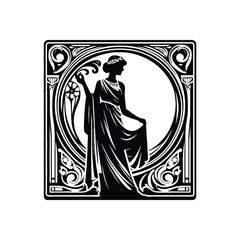 Fototapeta premium woman wear traditional fashion Greek chiton draping gracefully