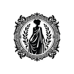 woman wear traditional fashion Greek chiton draping gracefully