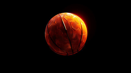 Fototapeta premium Dynamic Spinning Basketball in Mid-Air Against a Stark Black BackgroundA High-Energy Sports Visual Capturing Movement and Texture