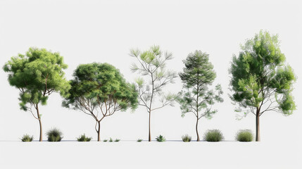 trees isolated on white