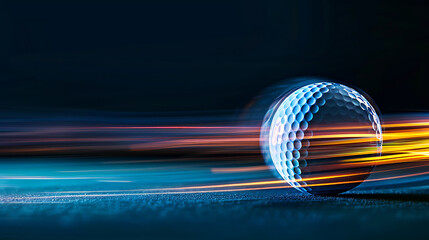 Dynamic Golf Ball in Mid-AirA High-Energy Capture of Motion and Light Against a Stark Black Background
