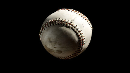 A Dynamic Capture of a Spinning Baseball in Motion Against a Black BackgroundShowcasing Intricate Details and Energetic Atmosphere