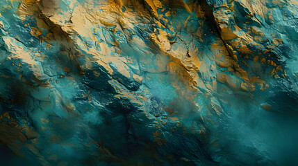 Naklejka premium Backdrop with soft strokes in ochre and teal blurry rocks glowing effects
