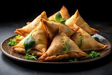 Close-up of samosas, a popular Indian dish that is usually provided during Ramadan