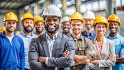 Diverse Group of Smiling Engineer Standing Out