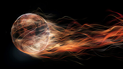 Dynamic Volleyball in MotionA High-Energy Capture of a Spinning Ball Against a Deep Black Background