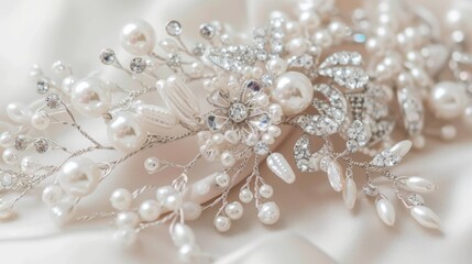 Fototapeta premium Close-up shot of an elegant wedding hair ornament