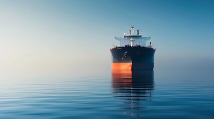 Fototapeta premium A massive oil tanker navigating through calm, open waters under a clear blue sky