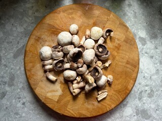 mushrooms on a chopping board