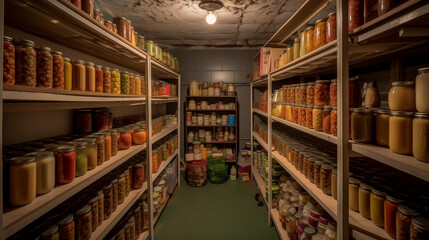 Fototapeta premium cellar full with canned goods