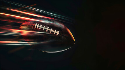 A Dynamic Football in Mid-SpinCapturing the Thrill of the Game Against a Stark Black Background