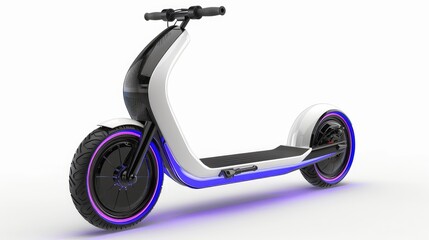 Sleek Black Electric Scooter on Plain Background - Eco-Friendly Transportation
