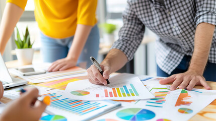 Young Couple Consults Financial Advisor: Navigating Financial Planning with Charts, Graphs, and Documents