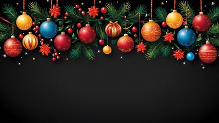 vibrant and festive christmas theme borders with black background