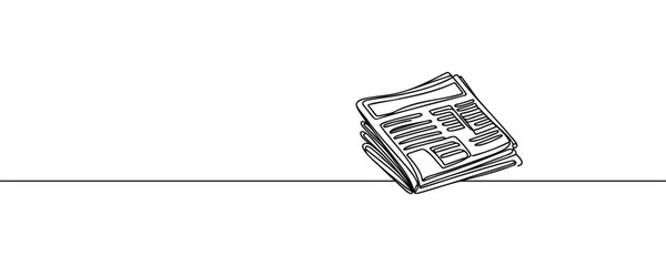 One line drawing of a stack of news newspapers. Vector illustration.